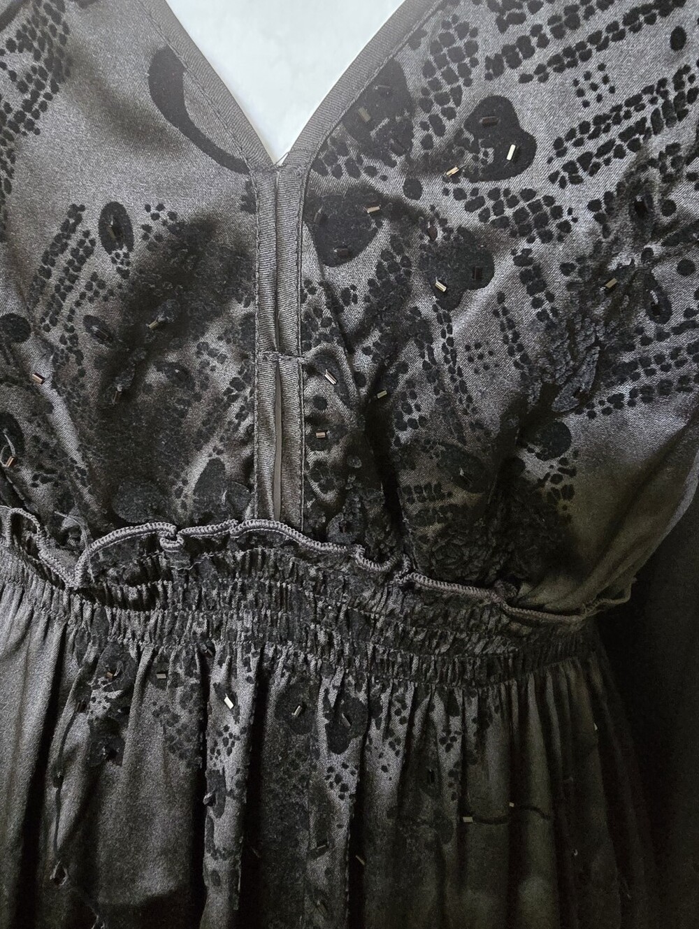 Hale Bob Silk Beaded Babydoll Blouse - Picture 4 of 7